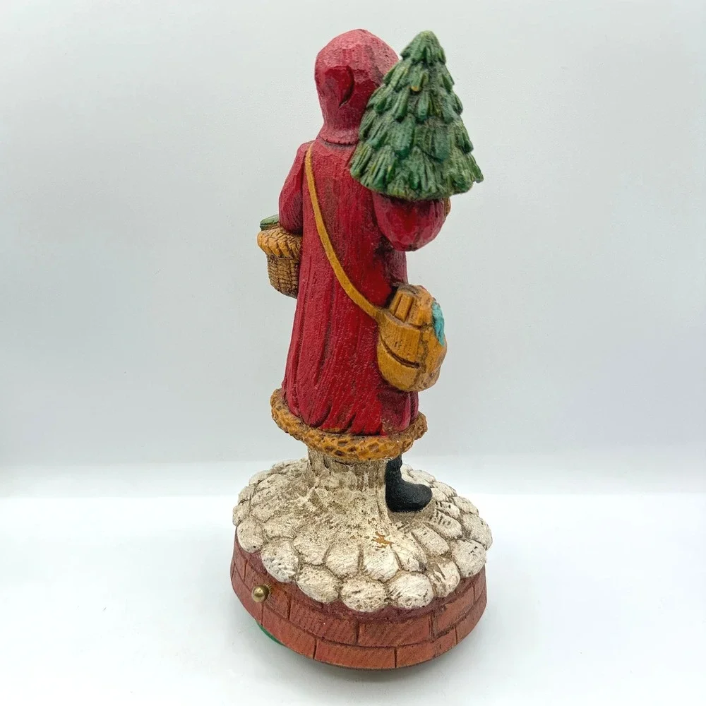Enesco Musical Figurine Old World Santa 12in Red 1987 Vtg Christmas Victorian